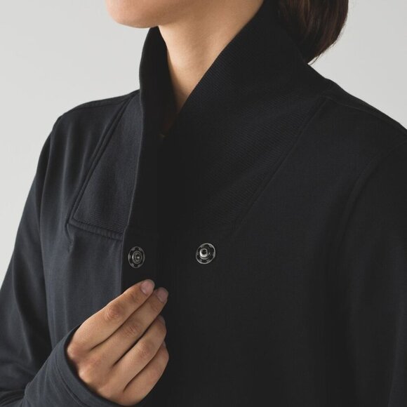 Lululemon Black Belle Wrap Jacket Snap Front Stretch French Terry - Picture 5 of 15